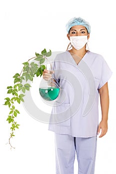 Researcher and creeper plant