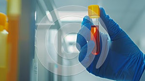 The researcher holding test tube.AI generated image photo
