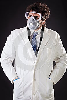 Researcher with protective gear