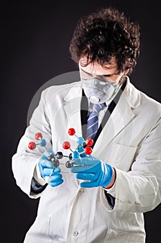 Researcher with a tnt molecule