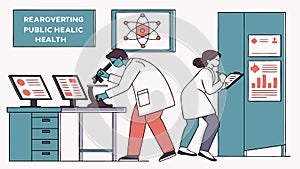 Researchers analyzing public health data and statistics, vector design Generative AI