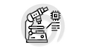 researching microscope semiconductor manufacturing line icon animation