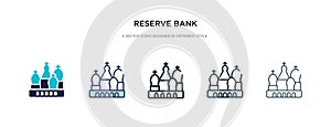 Reserve bank icon in different style vector illustration. two colored and black reserve bank vector icons designed in filled,