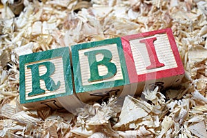 Reserve Bank of India acronym on wooden blocks