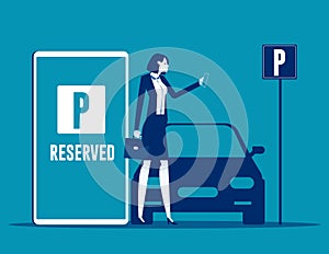 Reserve parking space for curbside car. Business transportation concept