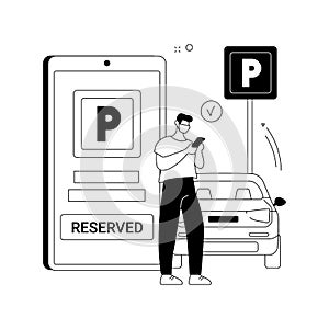 Reserve parking space for curbside pickup abstract concept vector illustration.