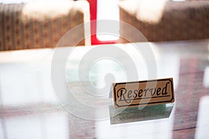 Reserve sign on table