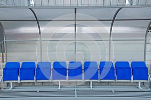 Reserve and staff coach bench in sport stadium