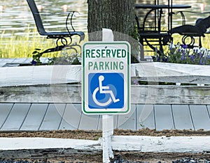 Reserved parking for handicapped sign