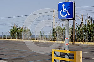 Reserved parking sign for handicapped persons in wheelchairs