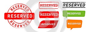 Reserved reservation place rectangle circle green and red color stamp label sticker sign
