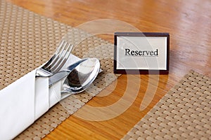 Reserved restaurant table