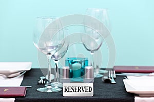 Reserved restaurant table setting