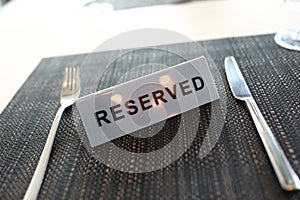 Reserved sign with fork anf knife