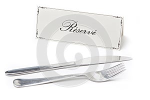 Reserved sign with fork and knife