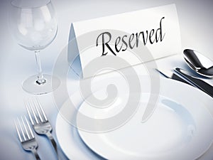 Reserved sign on a restaurant table