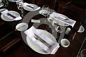 Reserved table in a restaurant