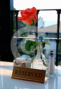 Reserved Table Sign with Rose