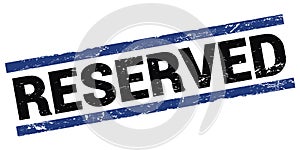 RESERVED text on black-blue rectangle stamp sign