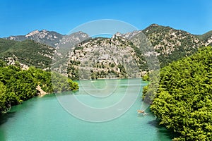 Reservoir and lake Panta De La Baells near the city of Berga, Catalonia, Spain