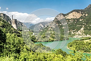 Reservoir and lake Panta De La Baells near the city of Berga, Catalonia, Spain
