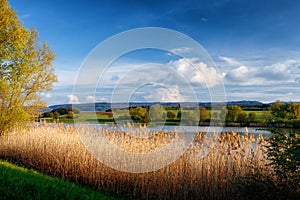 Reservoir lake at Rainau Buch, Baden-Wurttemberg, Germany