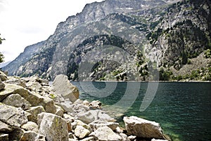 Reservoir in the mountains of the Spanish pyrenees