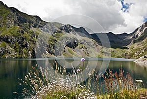 Reservoir in the mountains of the Spanish pyrenees