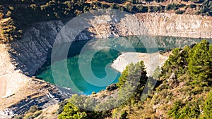 Reservoir Pantano De Siurana, Tarragona, Spain. Top view. Copy s photo