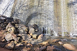 The reservoir wall at Lake Canobolas in Orange in regional New South Wales