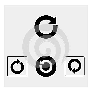 Reset button icon. Gray background. Vector illustration.