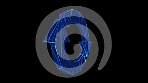 Reset Icon Blue Low Poly Rotating on black background