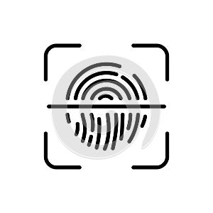 Reset Password by Fingerprint Identification Line Icon. Update Touch ID. Change Linear Pictogram. Refresh Security