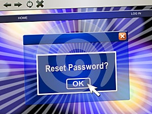 Reset Password Popup To Redo Security Of PC - 3d Illustration