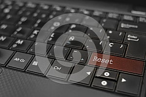 Reset. Press a key to reset a system. Start doing a project again. Concept