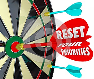 Reset Your Priorities Dart Board Changing Order Most Important J photo