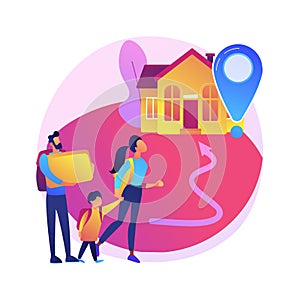 Resettlement of persons abstract concept vector illustration.
