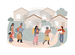 Resettlement of persons isolated concept vector illustration. photo