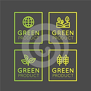 Resh Organic, Eco Product, Bio Ingredient Label with Leaf, Earth, Green Concep