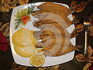 Reshwater fish fry served at restaurant