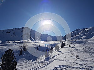 Resia Frozen Lake mountain country on the lake Alpi les alpes the alps italy i