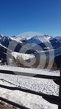 Resia Frozen Lake mountain country on the lake Alpi les alpes the alps italy i