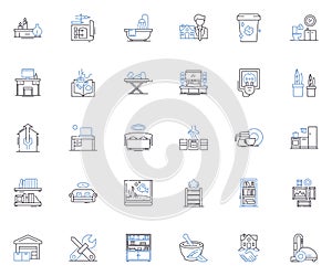 Residence line icons collection. Home, Apartment, Condo, House, Villa, Mansion, Cottage vector and linear illustration