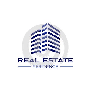 Residence logo Construction logo. Perspective view of buildings.