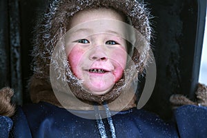 A resident of the tundra, indigenous residents of the Far North, tundra, open area, children ride on sledges, children  in