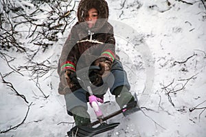 A resident of the tundra, indigenous residents of the Far North, tundra, open A resident of the tundra, indigenous residents of