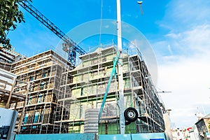 Residentail buildings under construction on a clear summer day