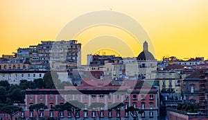 Residential Apartment Home Buildings in Historic Downtown City on Coast of Naples, Italy