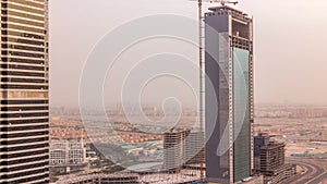 Residential apartments and offices in Jumeirah lake towers district timelapse in Dubai