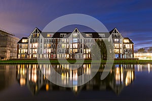 Residential appartment complex at night